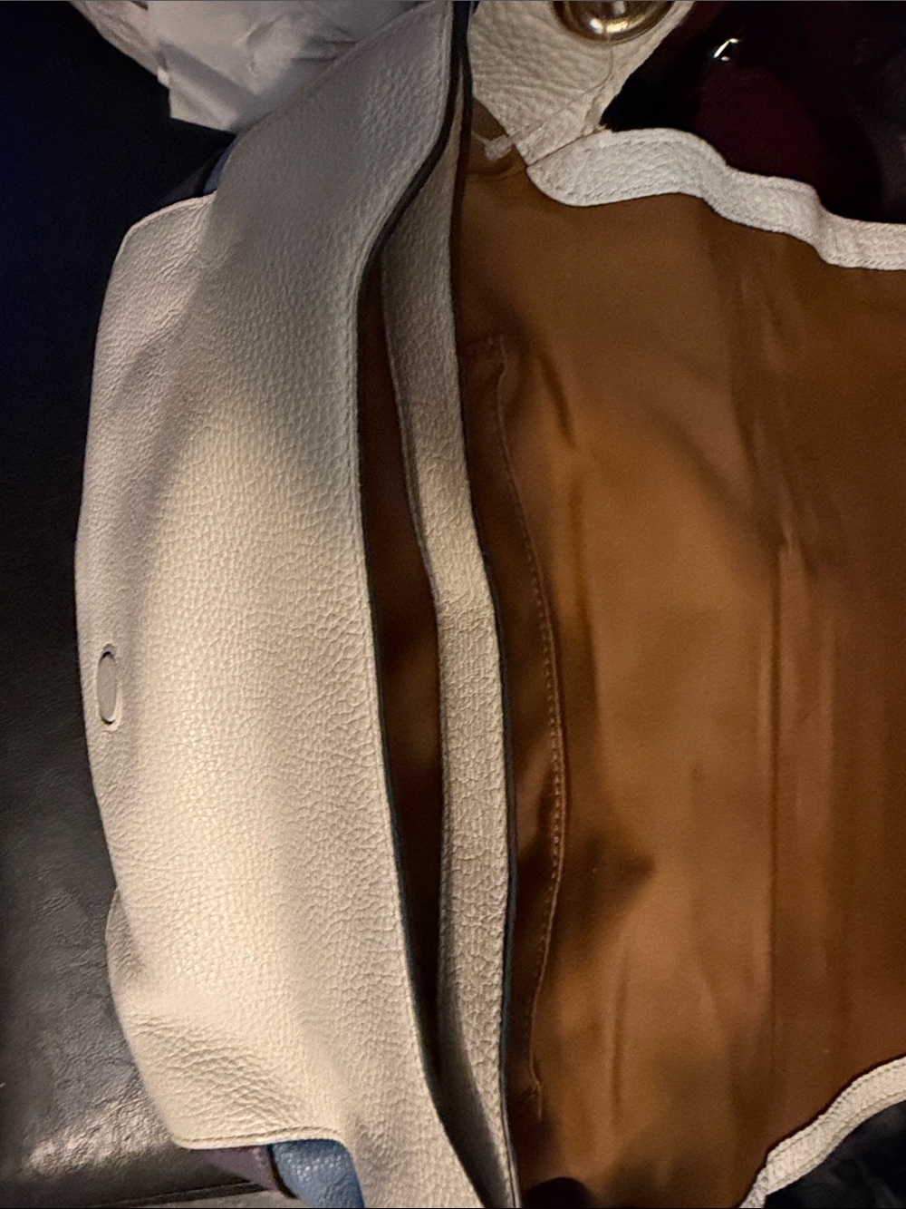 Coach Cream Pebbled Leather Crossbody with Rainbow Stripe Strap - Picture 6 of 7